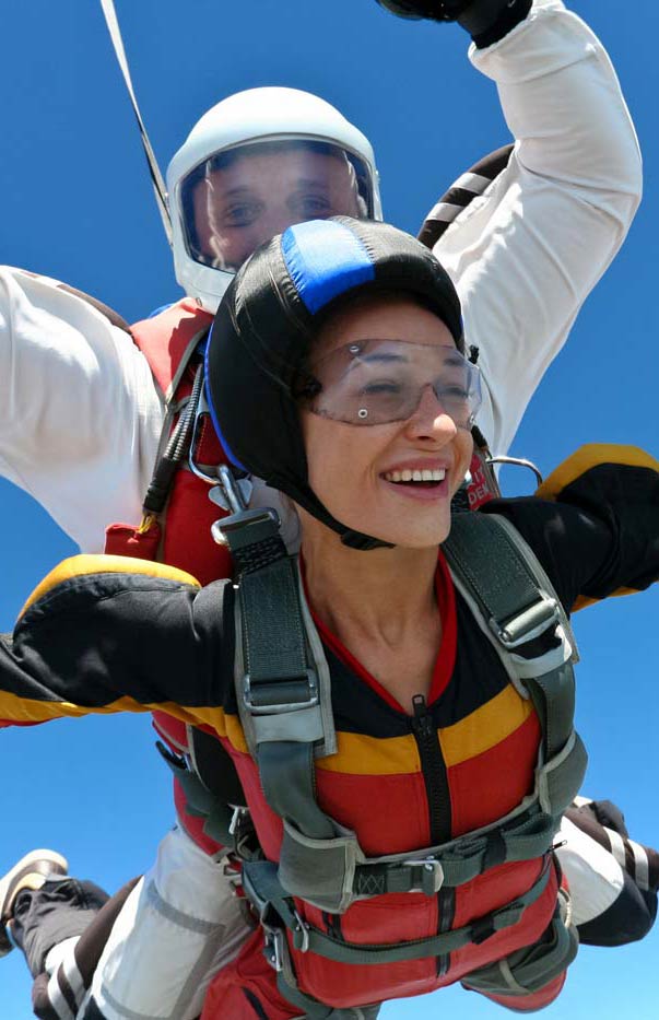 two people skydiving