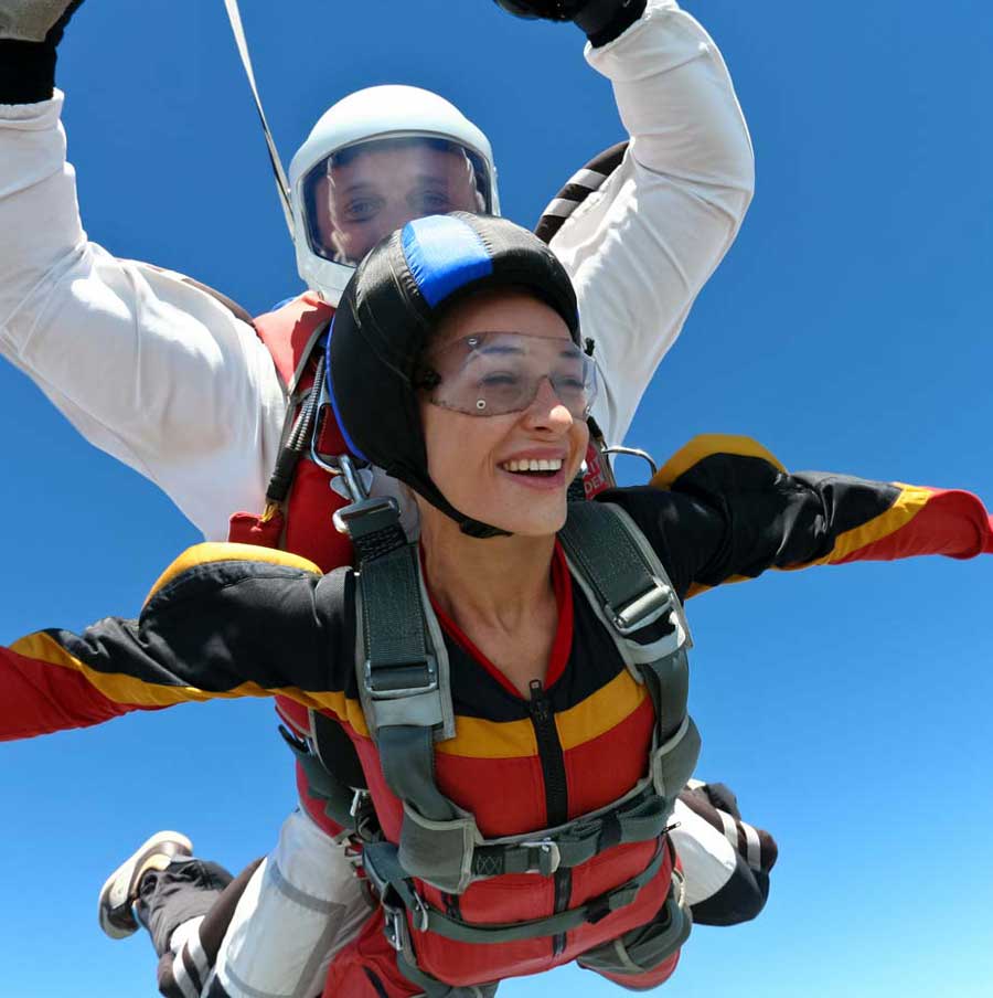 Two people doing a sky dive